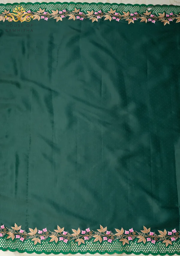 Exquisite_Deep_Bottle_Green_Zara_Silk_Saree_With_Delicate_Floral_Embroidery_And_Designer_Cutwork_Border