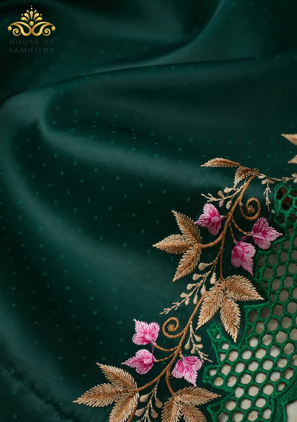 Exquisite_Deep_Bottle_Green_Zara_Silk_Saree_With_Delicate_Floral_Embroidery_And_Designer_Cutwork_Border