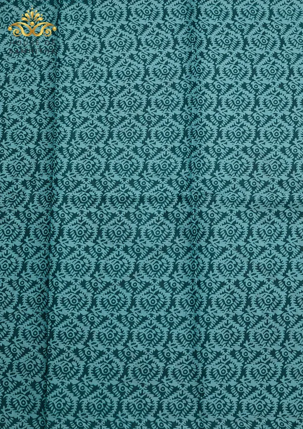 Refreshing_Sea_Green_Pure_Jaipuri_Cotton_Saree_With_Dark_Teal_Batik_Pigment_Prints