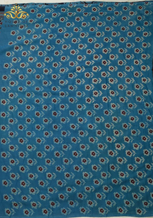 Indigo_Blue_Pure_Jaipuri_Cotton_Saree_With_Traditional_Ajrakh_Prints