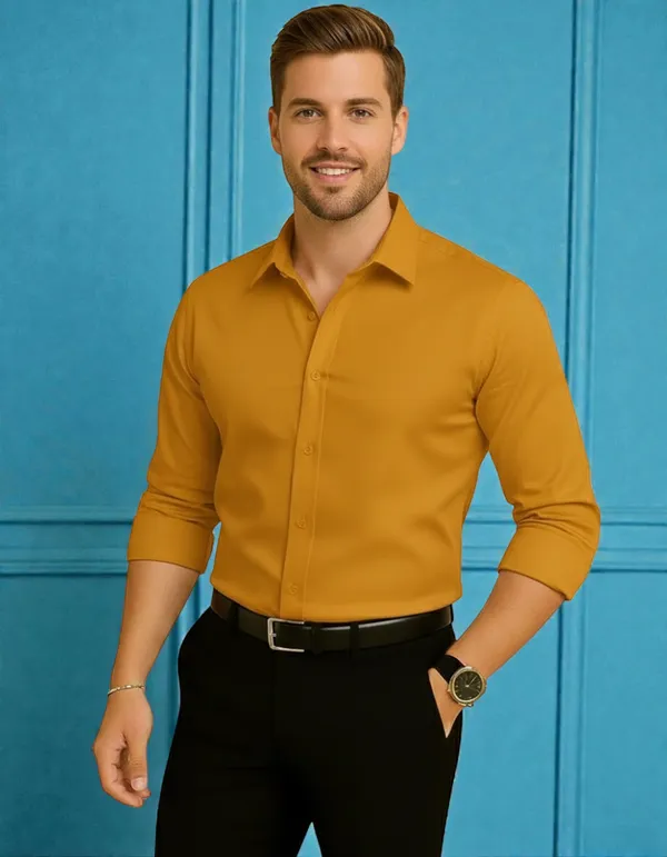 Yellow_Cotton_Blend_Solid_Formal_Shirt_For_Men