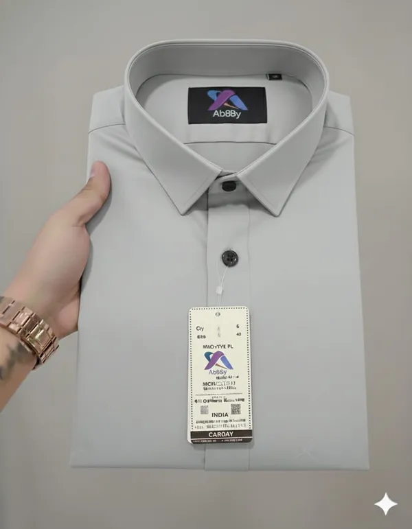Grey_Cotton_Blend_Solid_Shirt_For_Men
