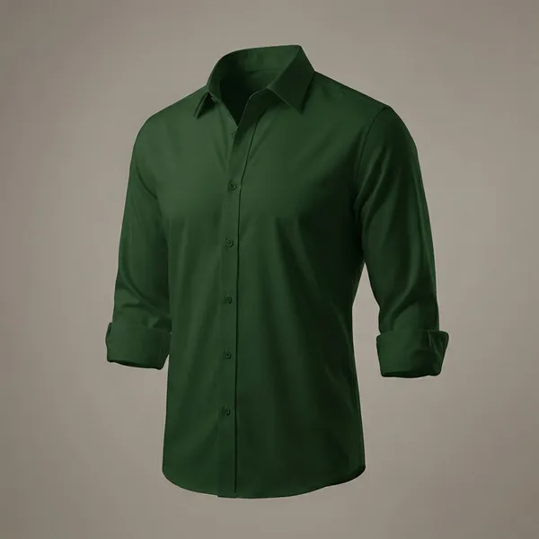 Olive_Cotton_Blend_Solid_Full_Sleeve_Shirt_For_Men