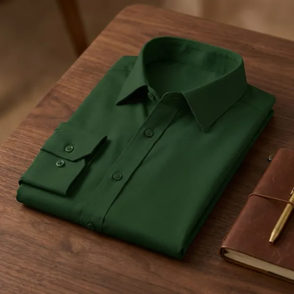 Olive_Cotton_Blend_Solid_Full_Sleeve_Shirt_For_Men