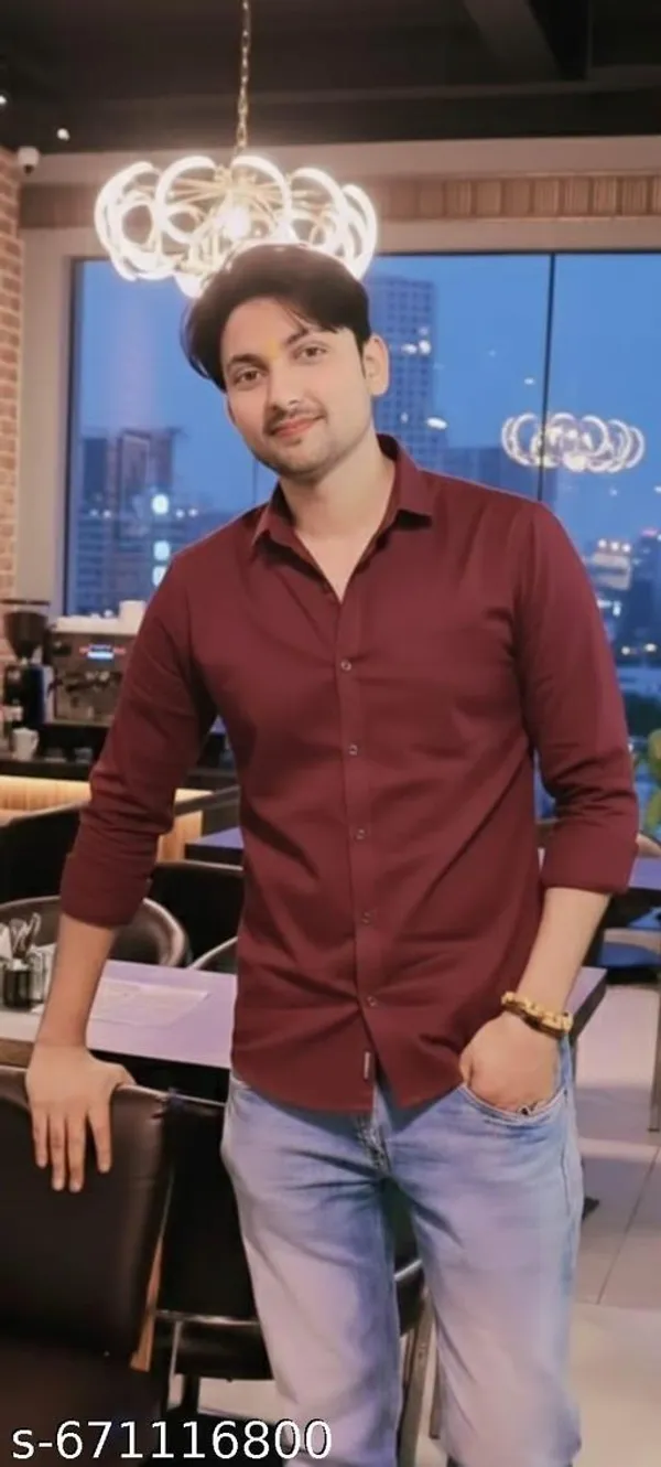 Maroon_Cotton_Blend_Solid_Shirt_For_Men