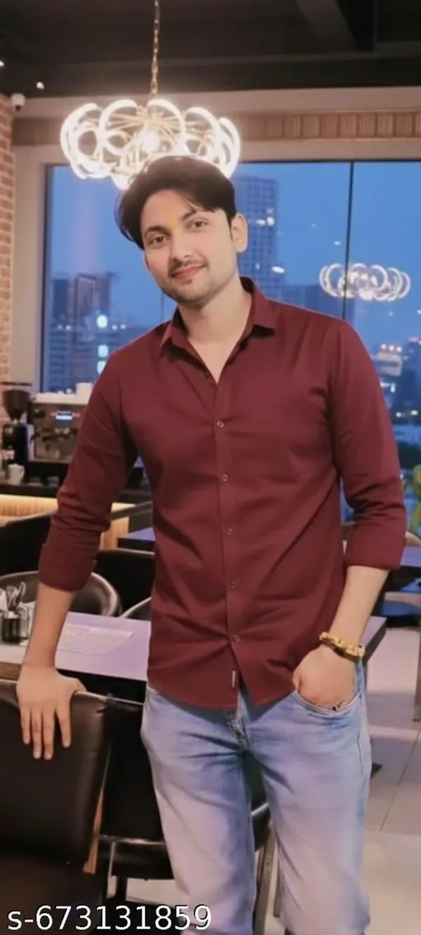 Maroon_Cotton_Blend_Solid_Stylish_Casual_Wear_Shirt_For_Men