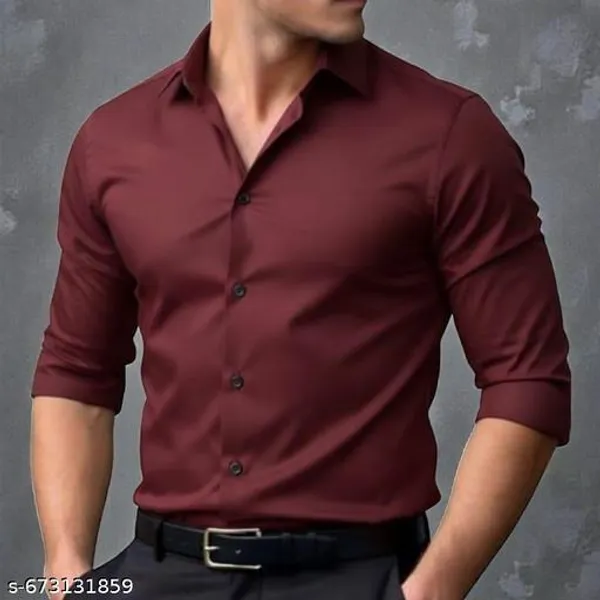 Maroon_Cotton_Blend_Solid_Stylish_Casual_Wear_Shirt_For_Men