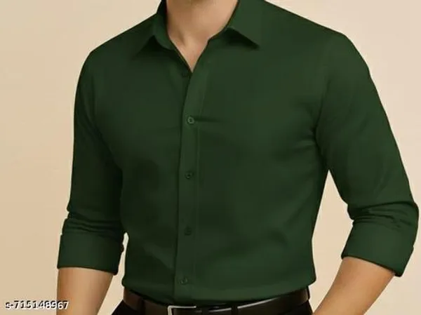 Green_Cotton_Blend_Solid_Formal_Comfort_Shirt_For_Men