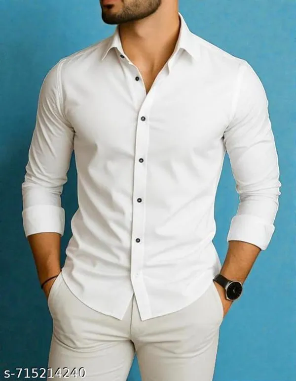 White_Cotton_Blend_Solid_Formal_Shirt_For_Men