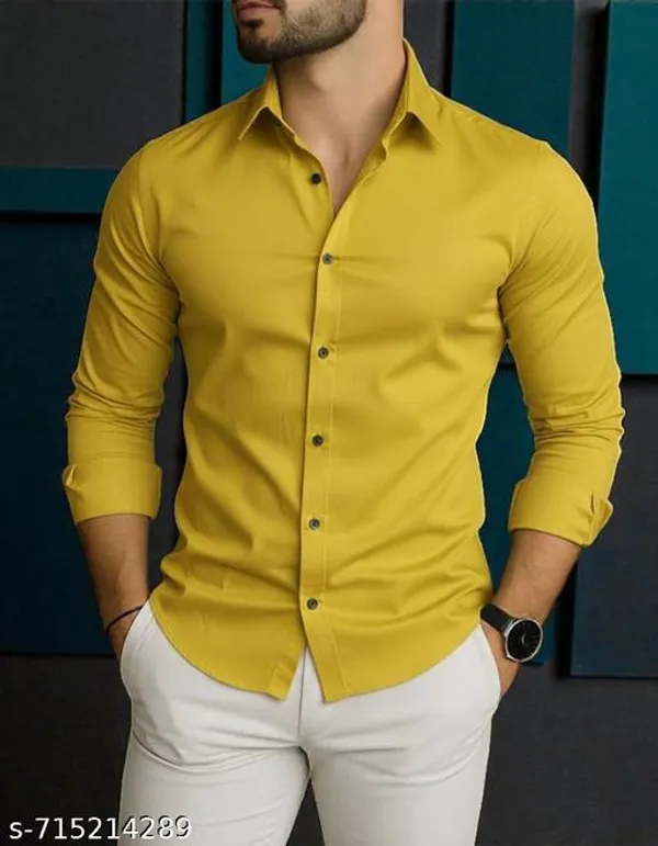 Mustard_Cotton_Blend_Solid_Formal_Shirt_For_Men