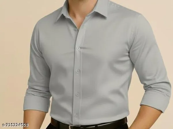 Grey_Cotton_Blend_Solid_Shirt_For_Men
