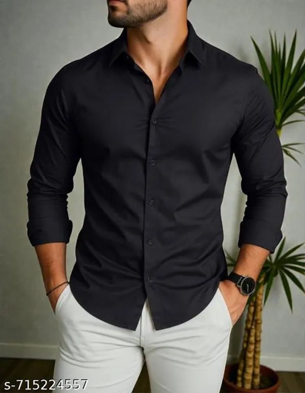 Black_Cotton_Blend_Solid_Formal_Shirt_For_Men