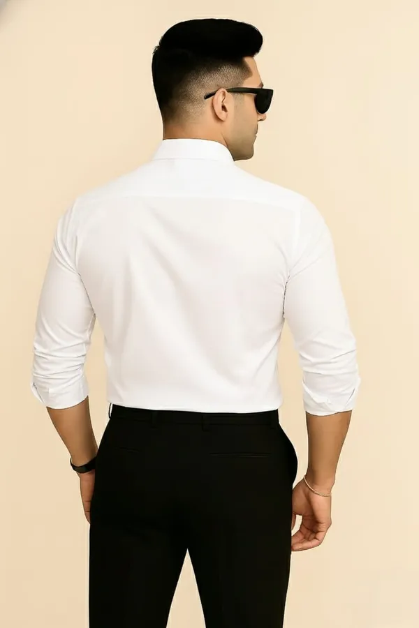 White_Cotton_Blend_Solid_Stylish_Plain_Shirt_For_Men