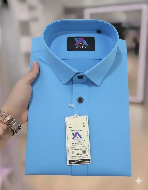 Aqua_Blue_Cotton_Blend_Solid_Shirt_For_Men
