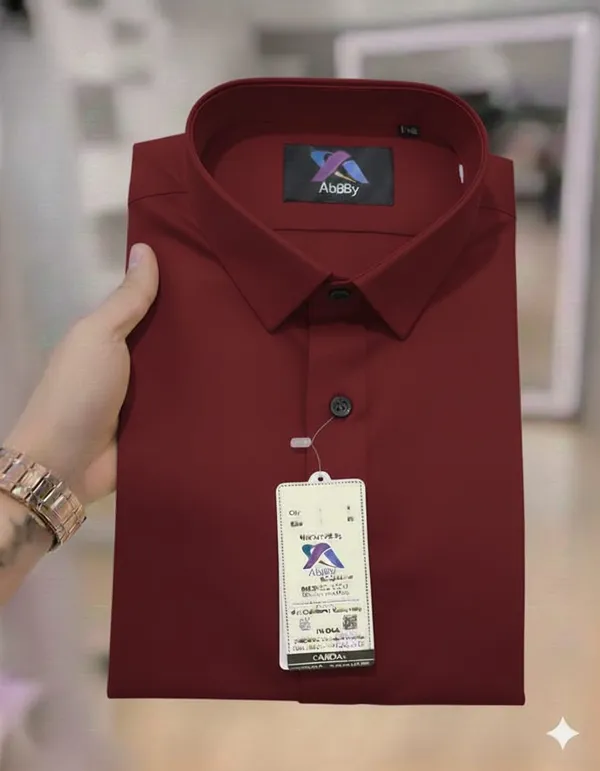 Maroon_Cotton_Blend_Solid_Stylish_Casual_Wear_Shirt_For_Men