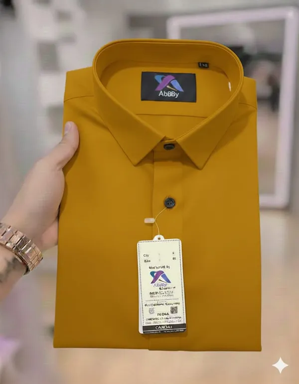 Mustard_Cotton_Blend_Solid_Shirt_For_Men