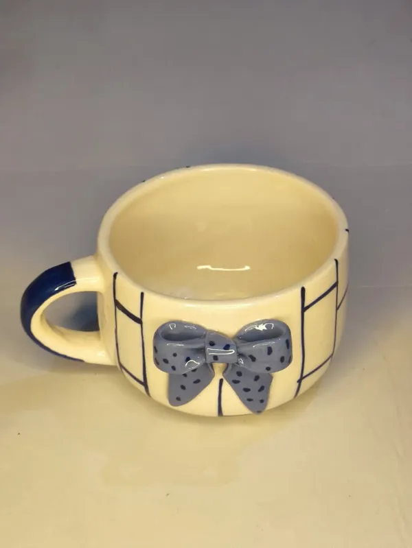 Cream_Premium_Quality_Ceramic_Blue_Bow_Grid_Cup_Pack_Of_2