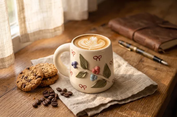 Cream_Premium_Quality_Ceramic_Berry_Leaves_Mug_
