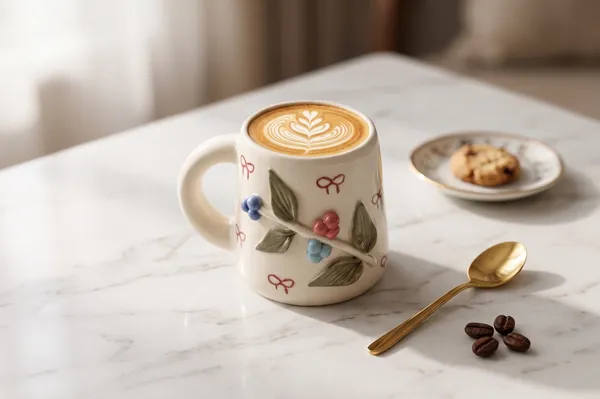 Cream_Premium_Quality_Ceramic_Berry_Leaves_Mug_