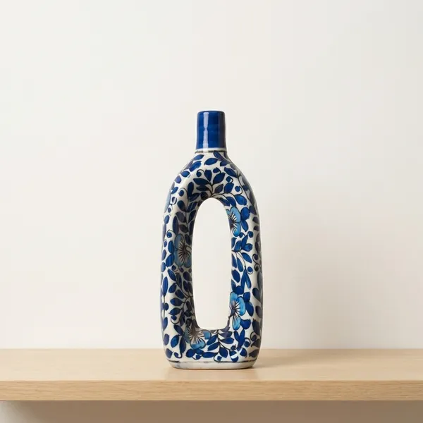 Blue_And_White_Ceramic_Long_Vase_Mughal