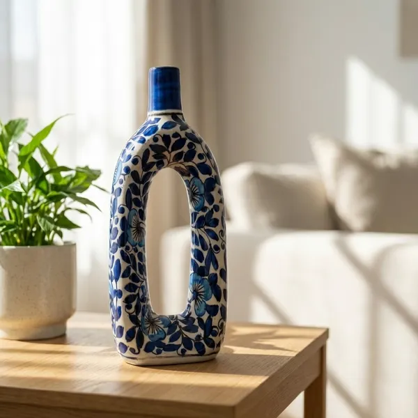 Blue_And_White_Ceramic_Long_Vase_Mughal