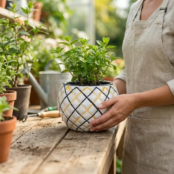 White_Yellow_And_Black_Ceramic_Pineapple_Planter_