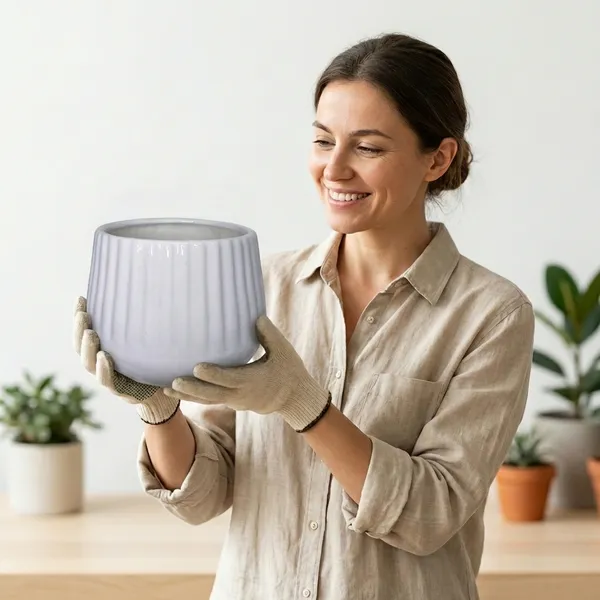 White_Ceramic_Flutted_Cylinder_Planter_