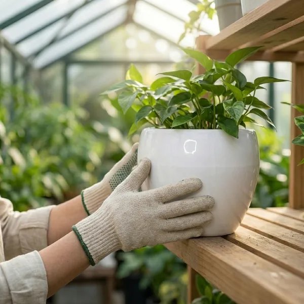 White_Premium_Quality_Ceramic_V_Shape_Planter_