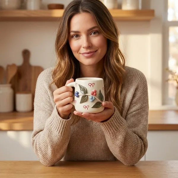 Cream_Premium_Quality_Ceramic_Berry_Leaves_Mug_