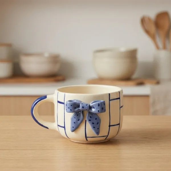 Cream_Premium_Quality_Ceramic_Blue_Bow_Grid_Cup_Pack_Of_2