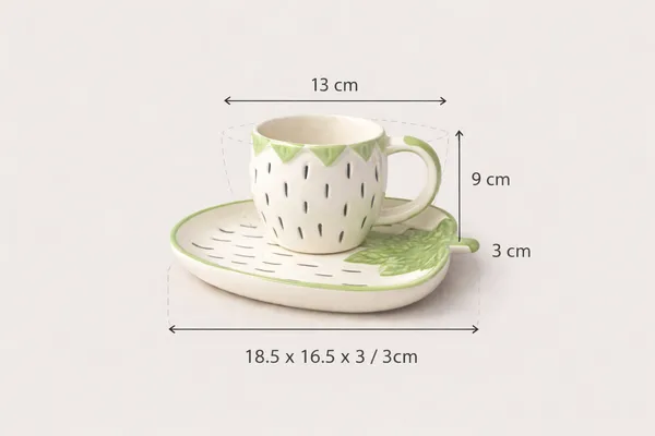 Cream_And_Green_Ceramic_Strawberry_Cup_Set