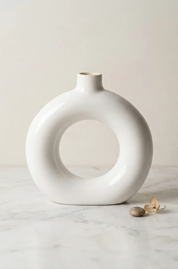 White_Premium_Quality_Ceramic_Donut_Vase_