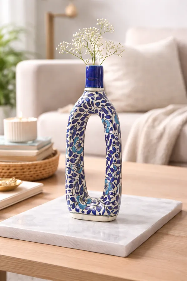 Blue_And_White_Ceramic_Long_Vase_Mughal