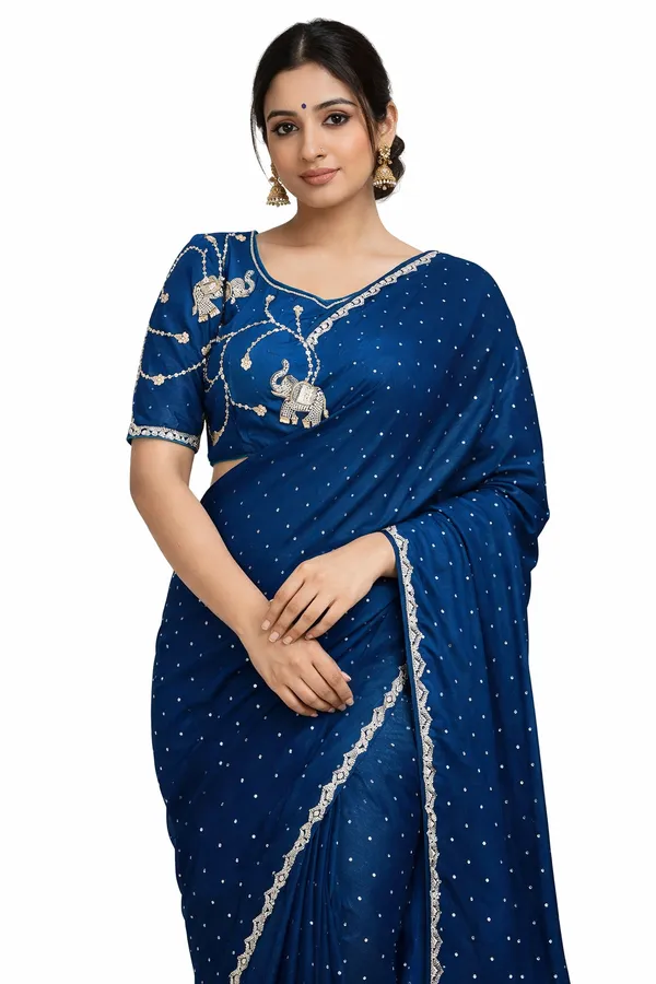 Blue_Fandy_Satin_Silk_Saree_For_Women