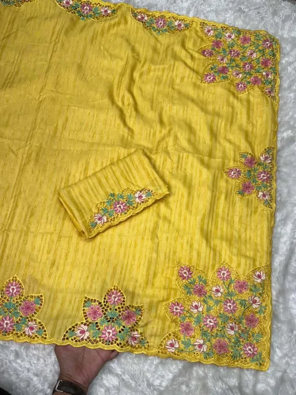 Yellow_Tussar_Cotton_Saree_For_Women