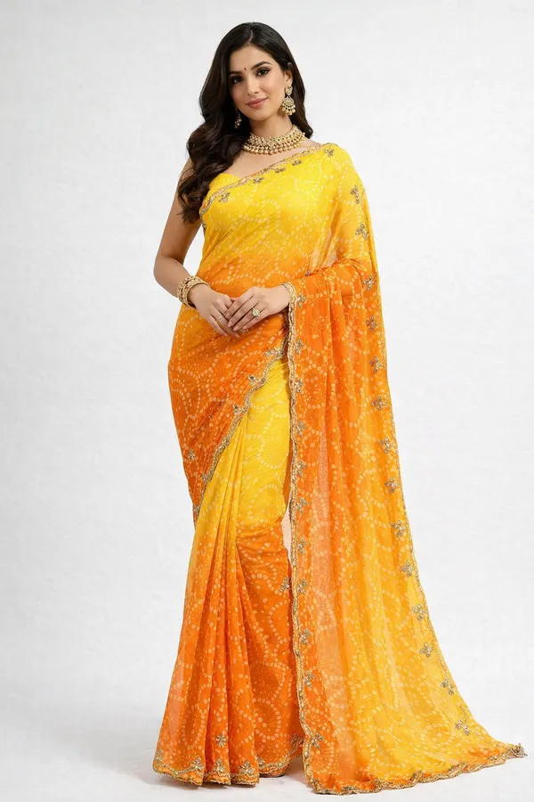 Yellow_Georgette_Saree_For_Women