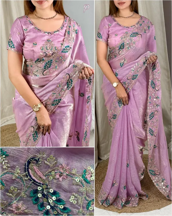 Pink_Fandy_Chiffon_Saree_For_Women