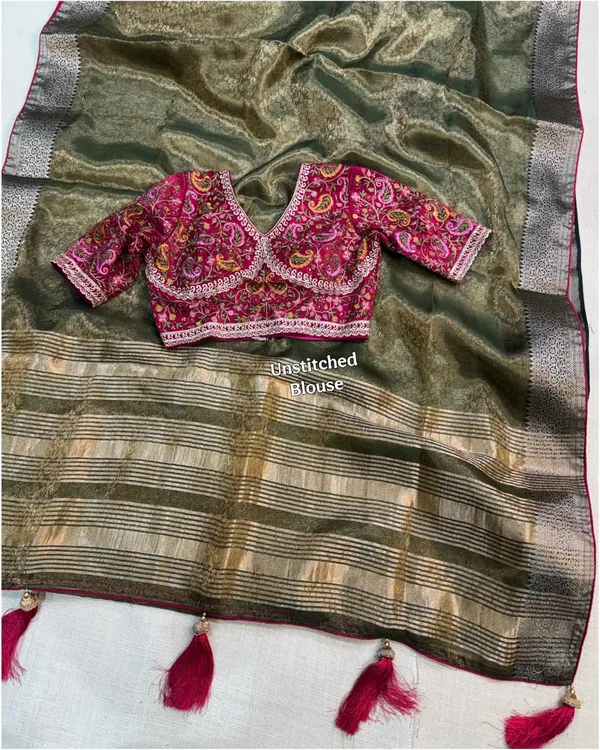 Green_Fandy_Satin_Saree_For_Women