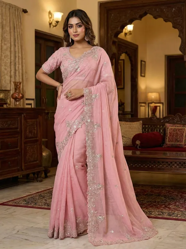 Pink_Crunchy_Silk_Saree_For_Women
