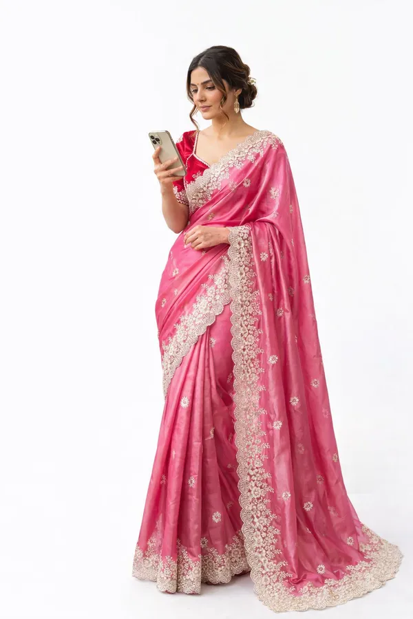 Pink_Tissue_Organza_Saree_For_Women