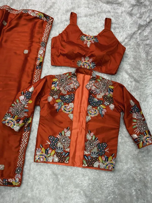 Orange_BSY_Satin_Saree_For_Women