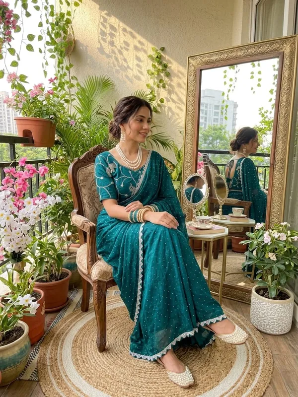 Teal_Fandy_Satin_Silk_Saree_For_Women