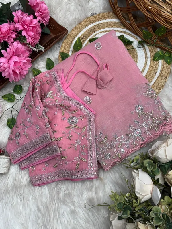 Pink_Crunchy_Silk_Saree_For_Women