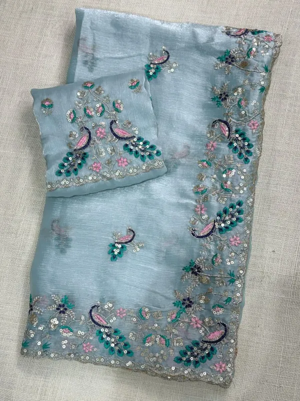 Blue_Fandy_Chiffon_Saree_For_Women