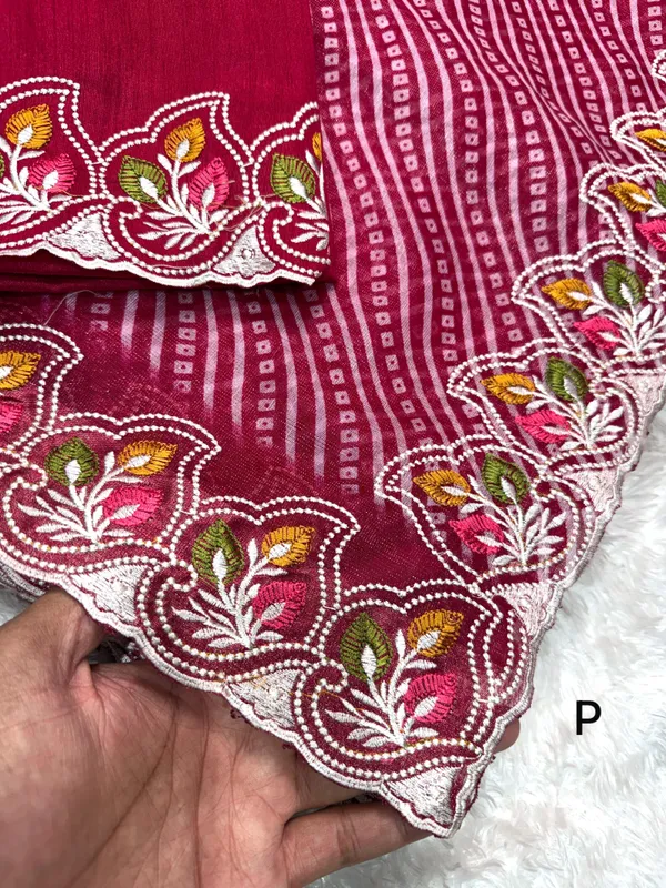 Red_Cotton_Satin_Saree_For_Women