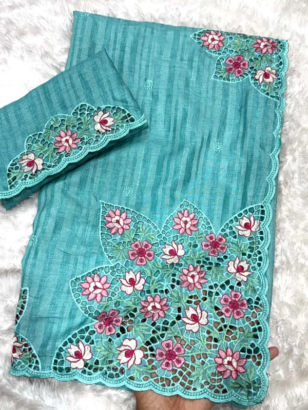 Blue_Tussar_Cotton_Saree_For_Women