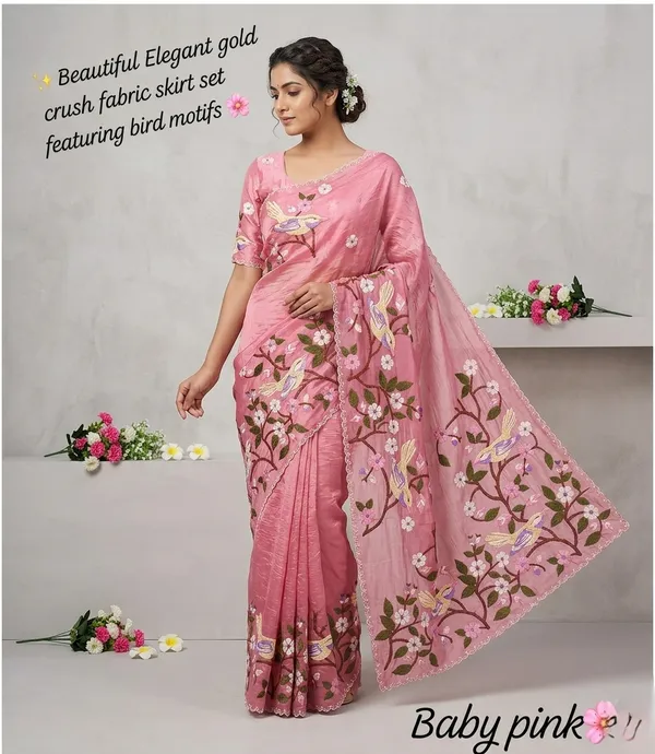 Pink_Fine_Gold_Crush_Saree_For_Women