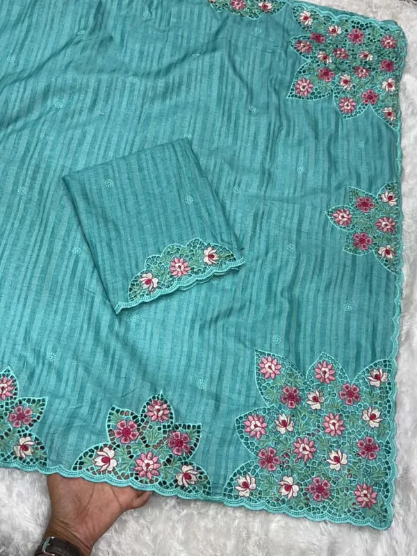 Blue_Tussar_Cotton_Saree_For_Women