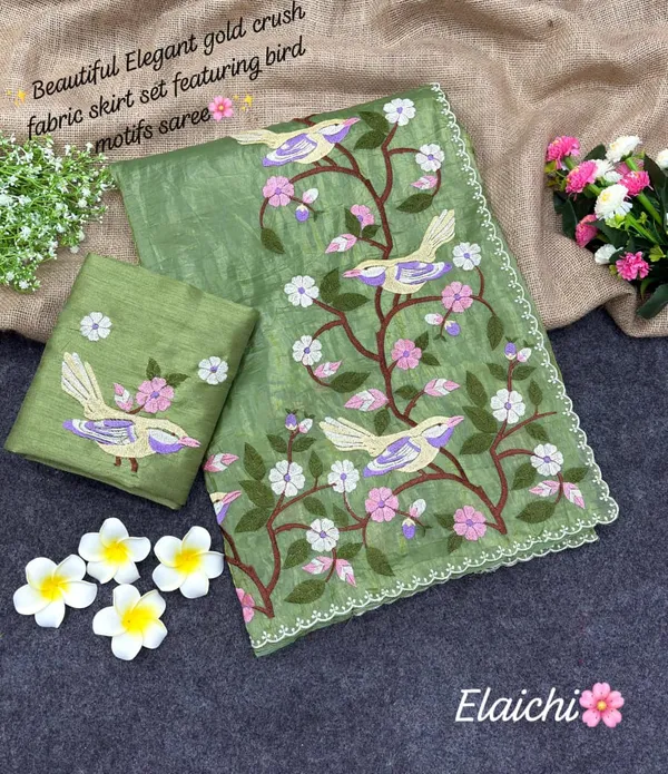 Green_Fine_Gold_Crush_Saree_For_Women