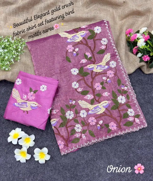 Pink_Fine_Gold_Crush_Saree_For_Women
